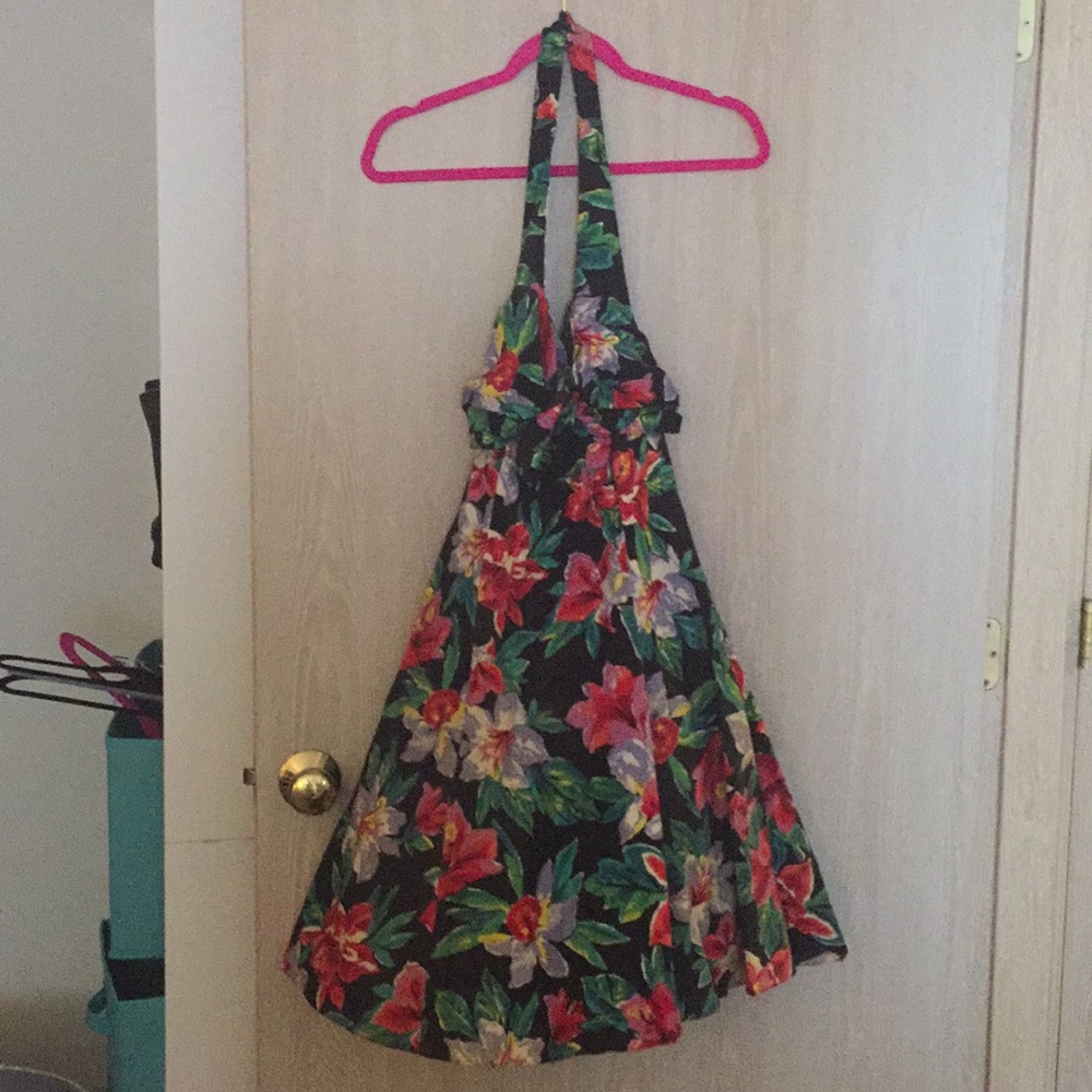 Fun party dress halter top tie front bodice